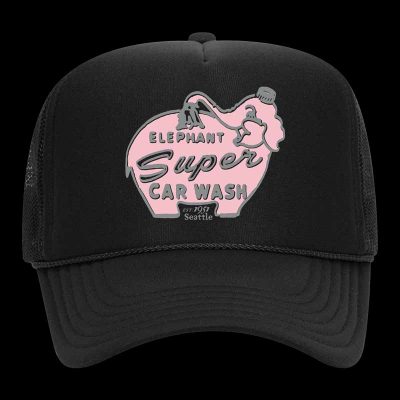 Black Elephant Car Wash Trucker Hat