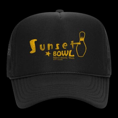 Sunset Bowl Black Trucker Hat from Seattle, Washington