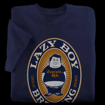Lazy Boy Brewing Navy T-Shirt from Everett Washington