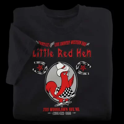 Little Red Hen Black T-Shirt from Seattle, Washington