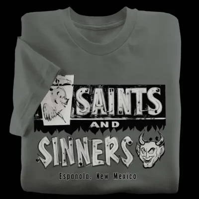 Saints & Sinners Liquors Gray T-Shirt from Espanola, New Mexico